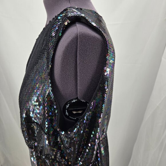 725-12 Torrid iridescent black one shoulder sequin Bodycon dress Size 2 16/18 - Picture 4 of 10